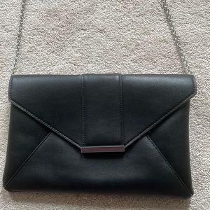 INC Formal Black Crossbody Handbag with Silver Chain